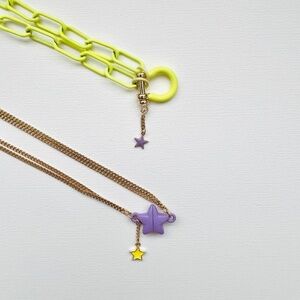 Neon Yellow and Purple 2 necklace stack